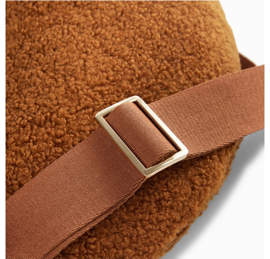 Sac Banane Oversize Annaelle Camel En Fausse Fourrure