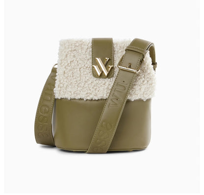 Sac Seau Leslie Kaki En Fausse Fourrure