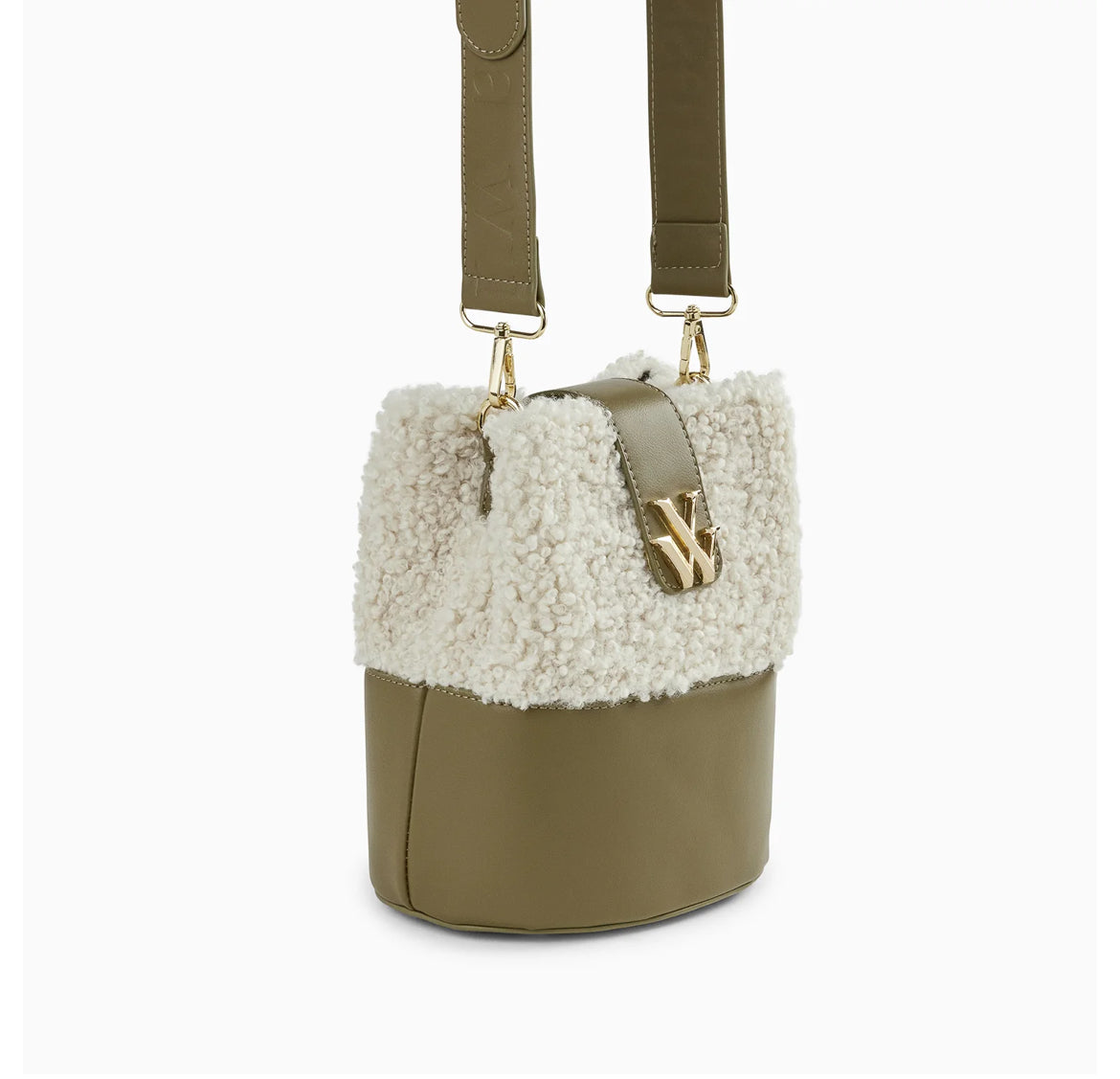 Sac Seau Leslie Kaki En Fausse Fourrure