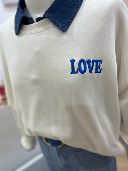 Sweat Ihmerella Ecru Et Bleu
