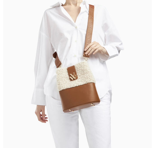 Sac Seau Leslie Camel En Fausse Fourrure