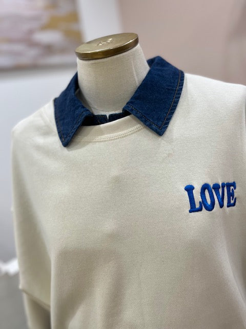 Sweat Ihmerella Ecru Et Bleu
