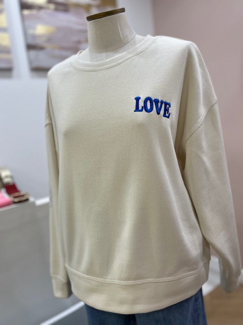Sweat Ihmerella Ecru Et Bleu