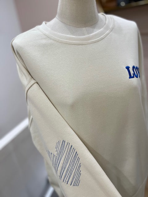 Sweat Ihmerella Ecru Et Bleu