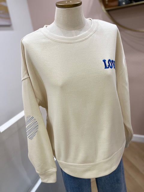 Sweat Ihmerella Ecru Et Bleu