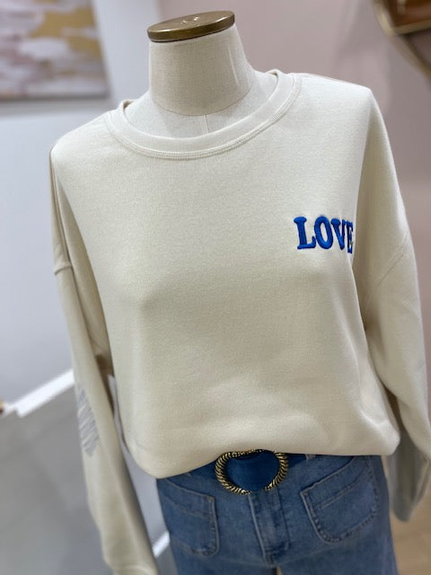 Sweat Ihmerella Ecru Et Bleu