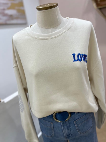 Sweat Ihmerella Ecru Et Bleu