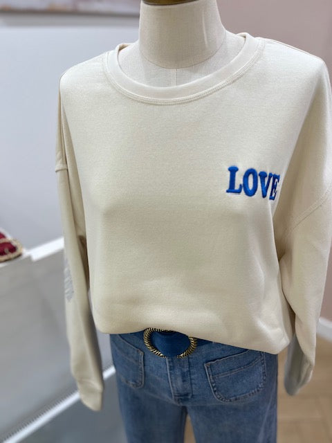 Sweat Ihmerella Ecru Et Bleu