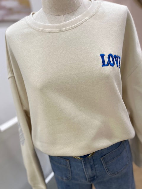 Sweat Ihmerella Ecru Et Bleu