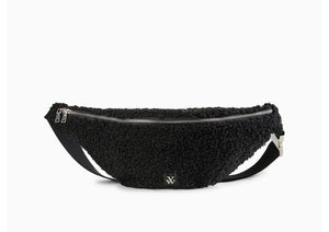 Sac banane oversize Annaelle noir en fausse fourrure