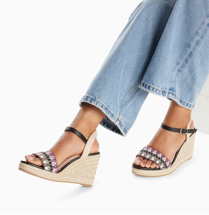 Sandales Honorine Noir Et Rose