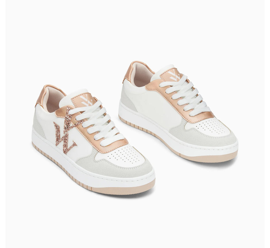 Baskets Monogramme Calie Blanc Et Rose Gold