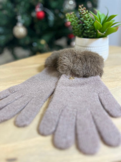 Gants Angora Taupe