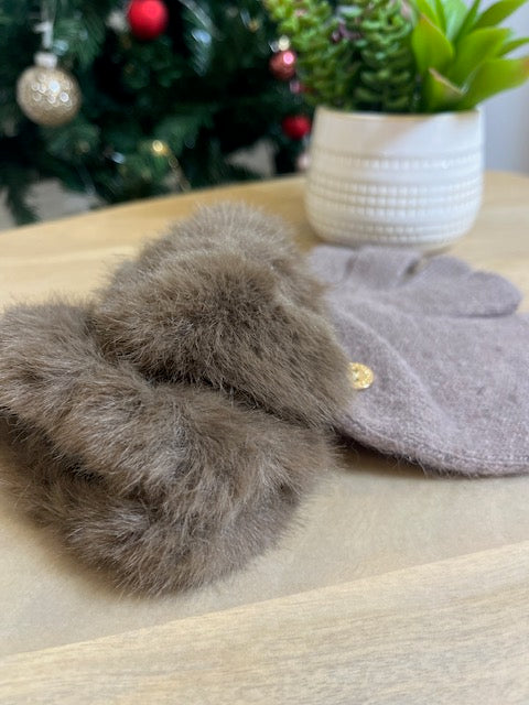 Gants Angora Taupe