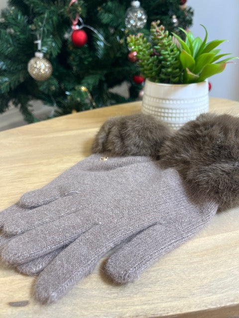 Gants Angora Taupe