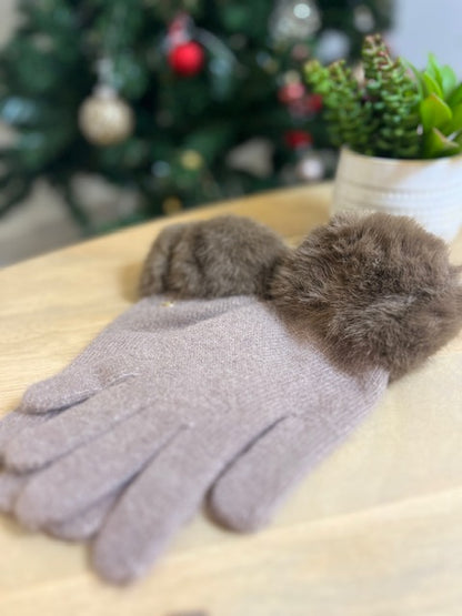 Gants Angora Taupe