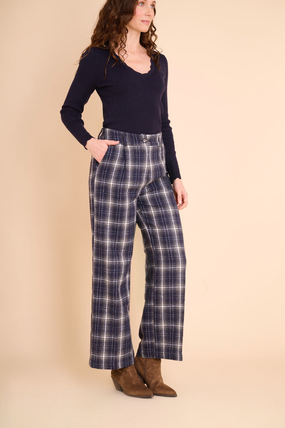 Pantalon Lucia Carreaux Bleus