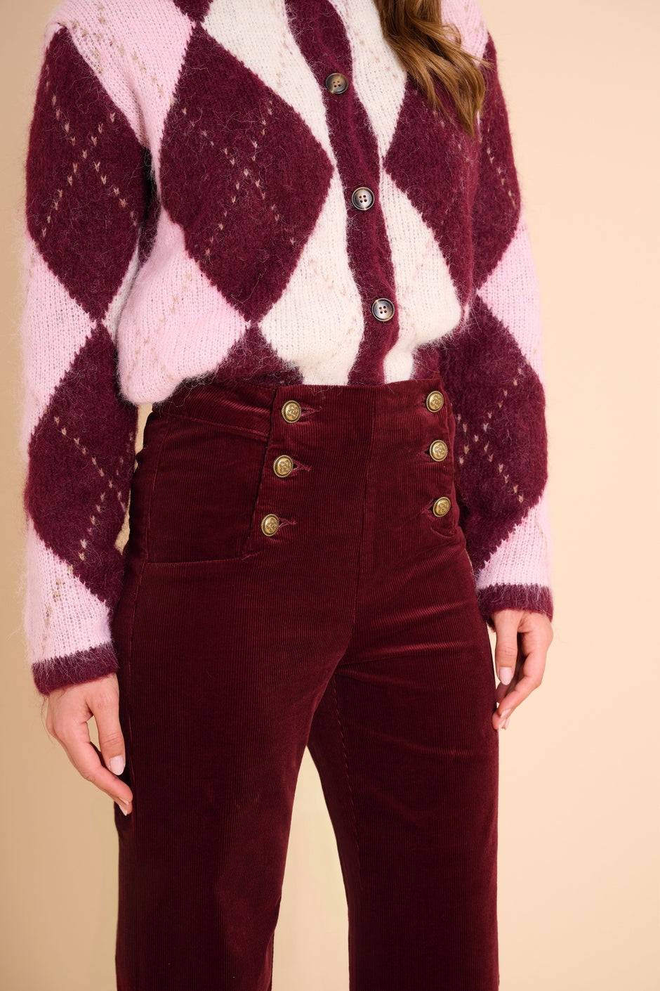 Pantalon Victorine Velours Bordeaux