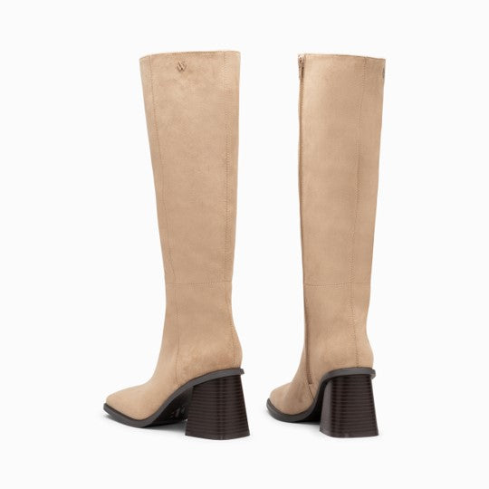 Bottes Rita Beiges À Talon Trapèze