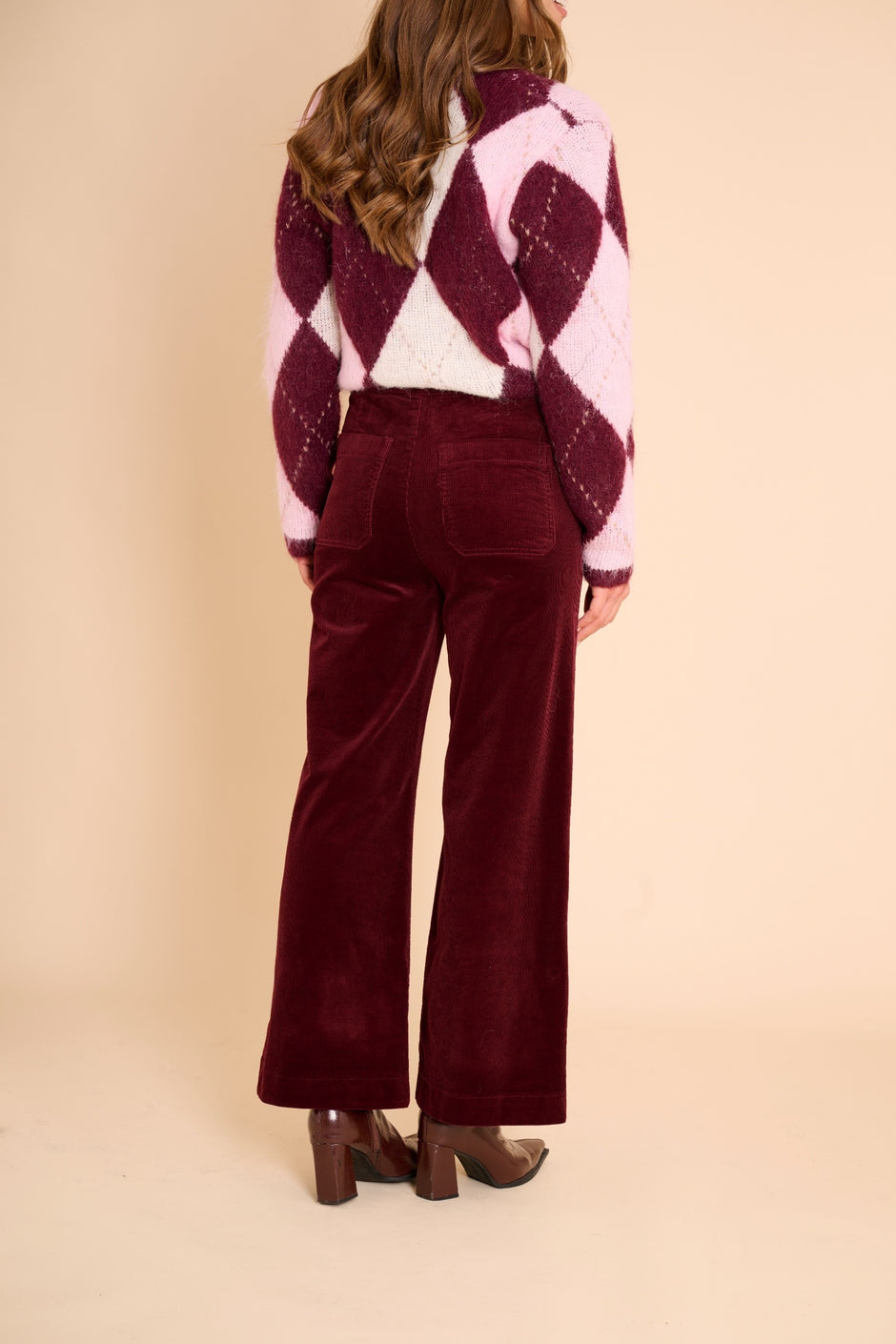 Pantalon Victorine Velours Bordeaux