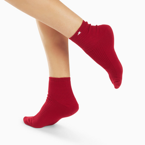 Chaussettes courtes Amy rouges côtelées