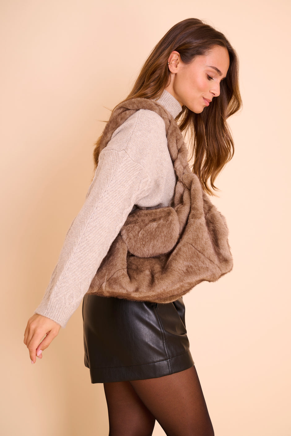 Sac Andrina Fourrure Taupe