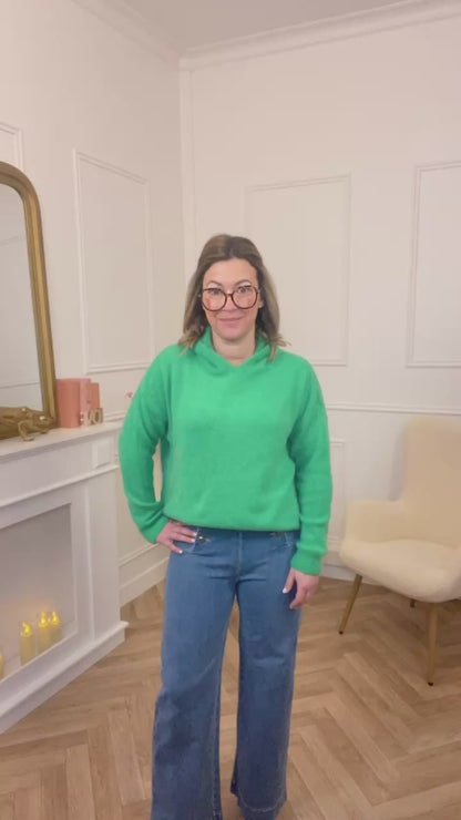 Pull à Capuche Alpaga Carla Vert