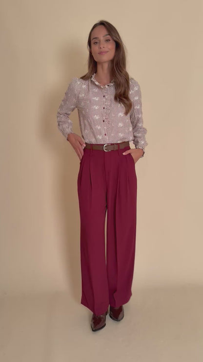 Pantalon Maelia Bordeaux